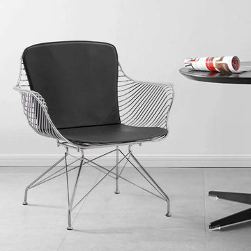 Postmodern Dark Gray PU Leather Side Chair Accent Chair with Geometric Base-Richsoul-Chairs & Recliners,Furniture,Living Room Furniture